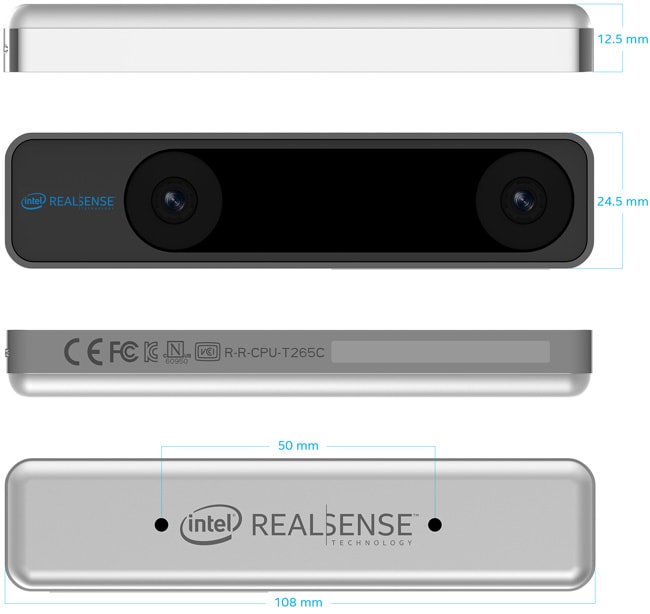 Tracking camera T265 dimensions