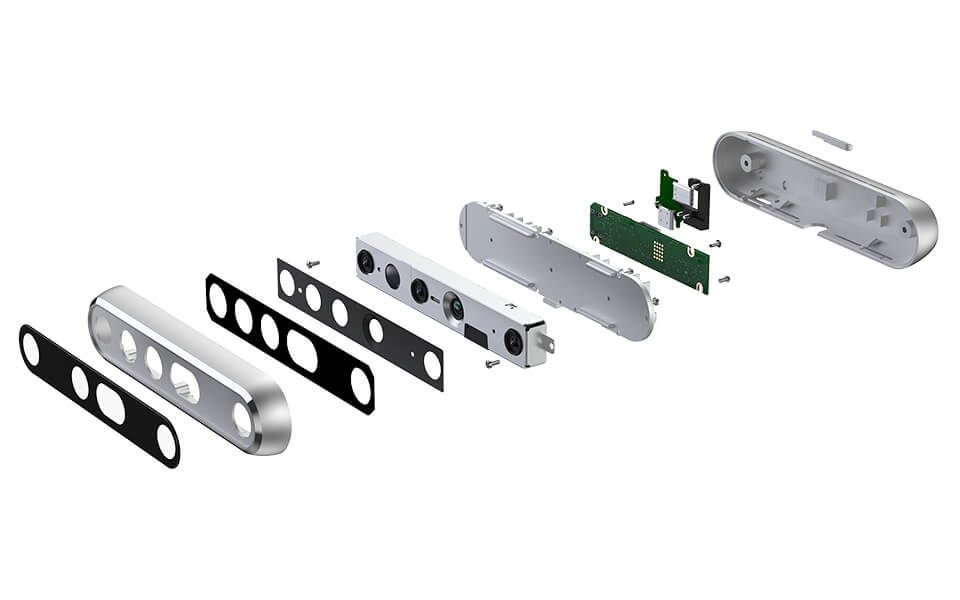 Exploded view of the depth camera D455