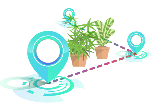 Illustration of path planning through a greenhouse.