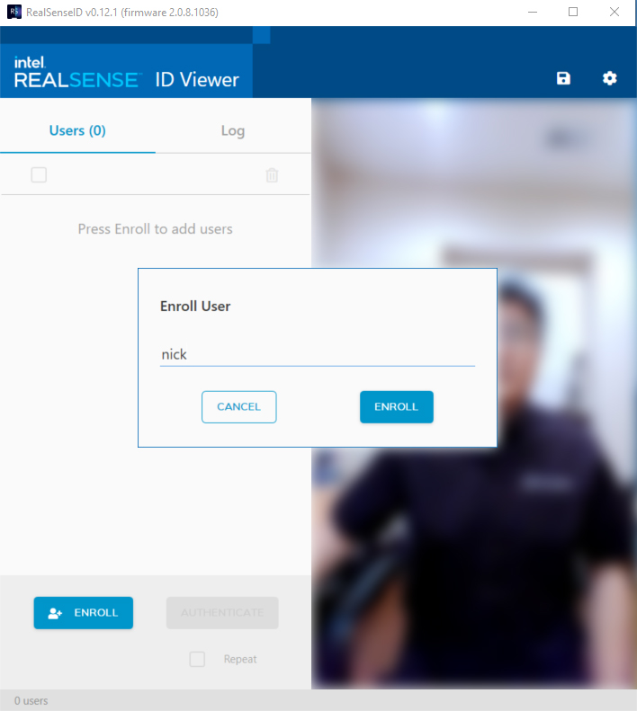 Enroll with Intel RealSense ID Viewer