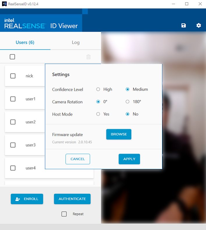 Settings menu UI
