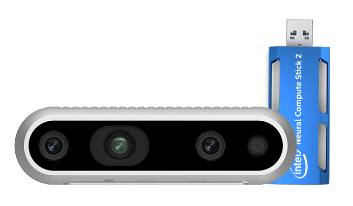 Depth camera and Neural Compute Stick 2 by Intel